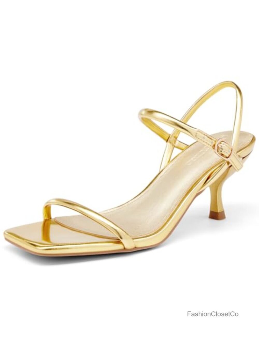 Strappy Kitten Heels Open Square Toe Sandals Buckle Ankle Strap Dress Shoes